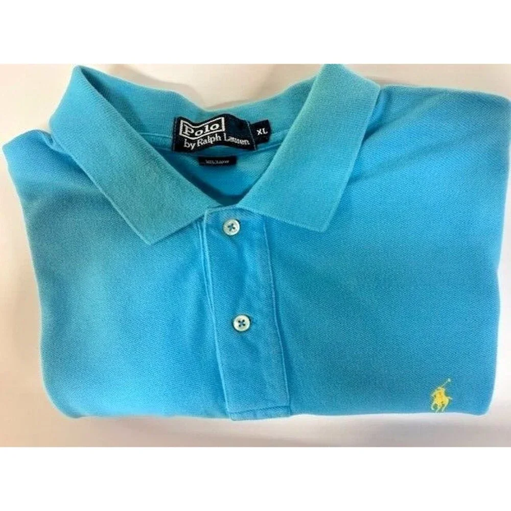 Polo Ralph Lauren Shirt Mens XL Pony Golf Blue Preppy Short Sleeve Casual Cotton